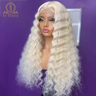 613, парик блонд на сетке спереди, человеческие волосы, 30 дюймов, парик с глубокой волной на сетке спереди, HD, прозрачные парики на сетке спереди, для черных женщин, NABEAUTY