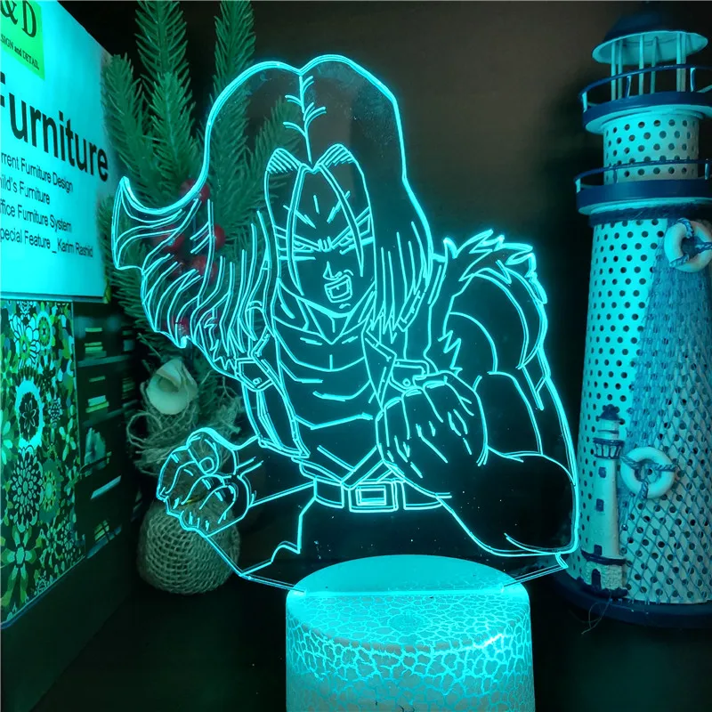 Светодиодная подсветка Драконий жемчуг супер-фигурка Android 17 3d светильник для