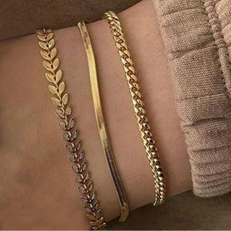 3 шт./компл. женские браслеты на ногу модные геометрические со стрелками и змеиной