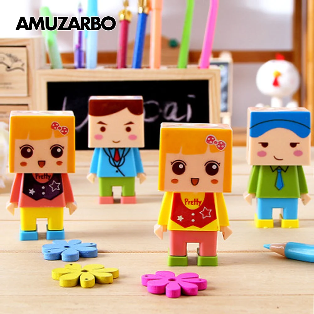 Креативный мультфильм милая кукла сборка точилка для карандашей двойные