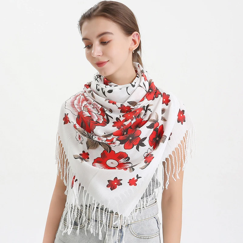 Дизайнерский брендовый шарф с принтом кисточек женские хлопковые шарфы весенне
