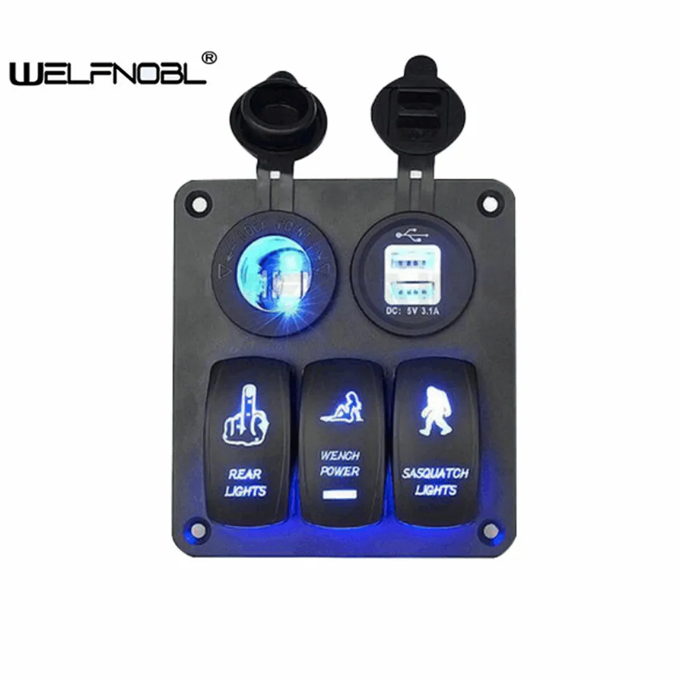 

Автомобильный Стайлинг 3-х клавишный водонепроницаемый кулисный переключатель 12 В светодиодный 3,1 А двойной USB адаптер прикуривателя для автомобиля лодки