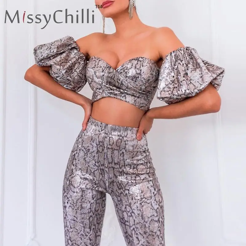 Женский костюм двойка с принтом в виде змеиной кожи| |