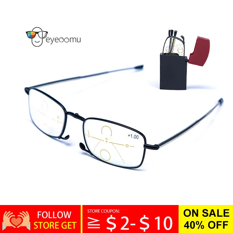 

EYEOOMU Progressive Multifocal Reading Glasses Men Anti Blue Light Telescopic Eyeglasses Women Presbyopic Readers Full Rim Frame
