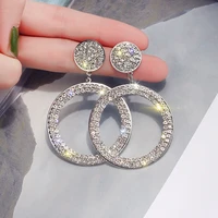 s972 fashion jewelry geometric circle rhinstone earrings women dangle stud earrings