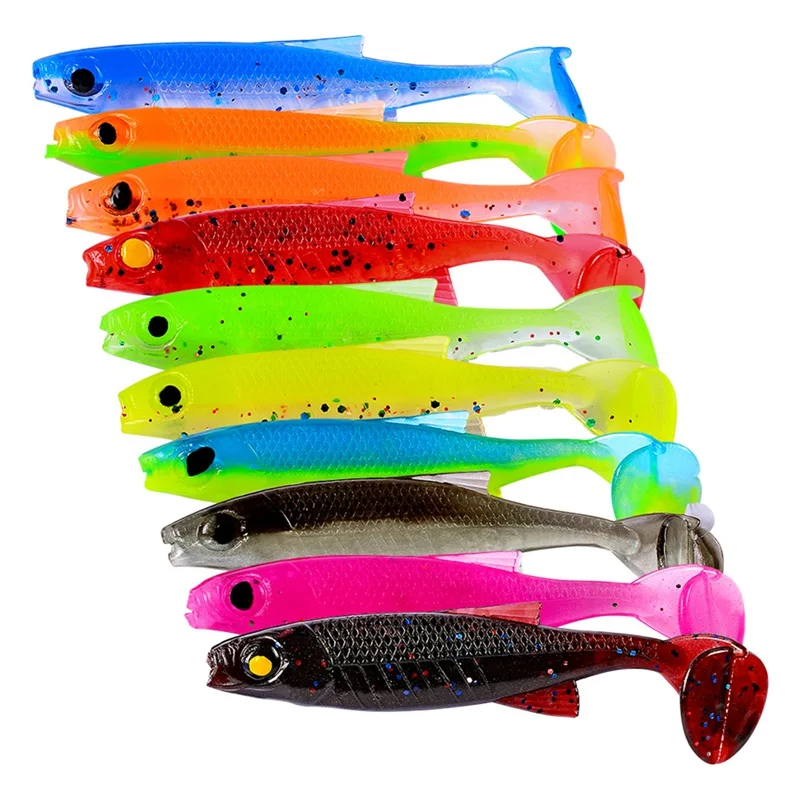 

Silicone Lure 10pcs/set Lifelike Soft Fishing Accessories Artificial Bait False T Tail Fish Shape New