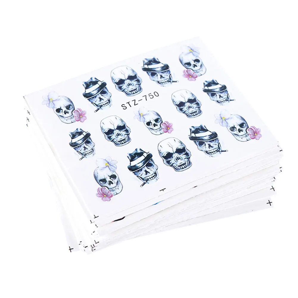 

25 SheetsHalloween style Women Water Transfer Nail Art Sticker Halloween Ghost Skull Eye Clown Festival Manicure Tip Wraps