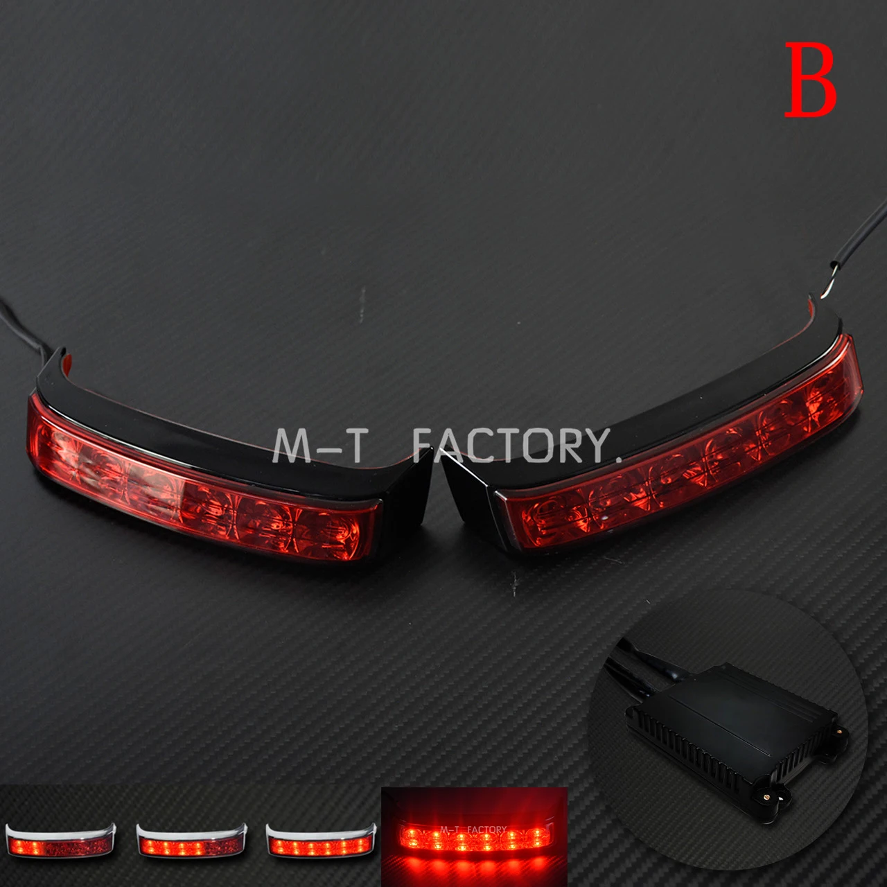 Light B Мотоциклетная седельная сумка с красными линзами, задний светильник, коробка для багажа, корпус, лампа для Harley Touring Road King FLHR-19 - Цвет: Light B