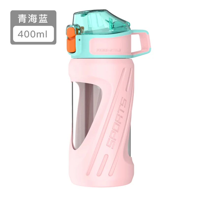 구매 스포츠 밀짚 물병 실리콘 귀여운 소녀 유리 간단한 물병 체육관 휴대용 Gargra De Agua 주방 용품 DE50SP