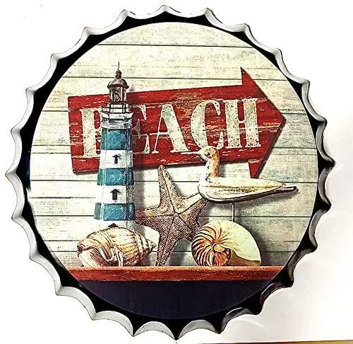 

Pig Wall Signs Modern Retro Tin Sign Bottle Cap Metal Poster- Beach - ! for Shop/Bar/Club/Cafe/Home/Wall Decor