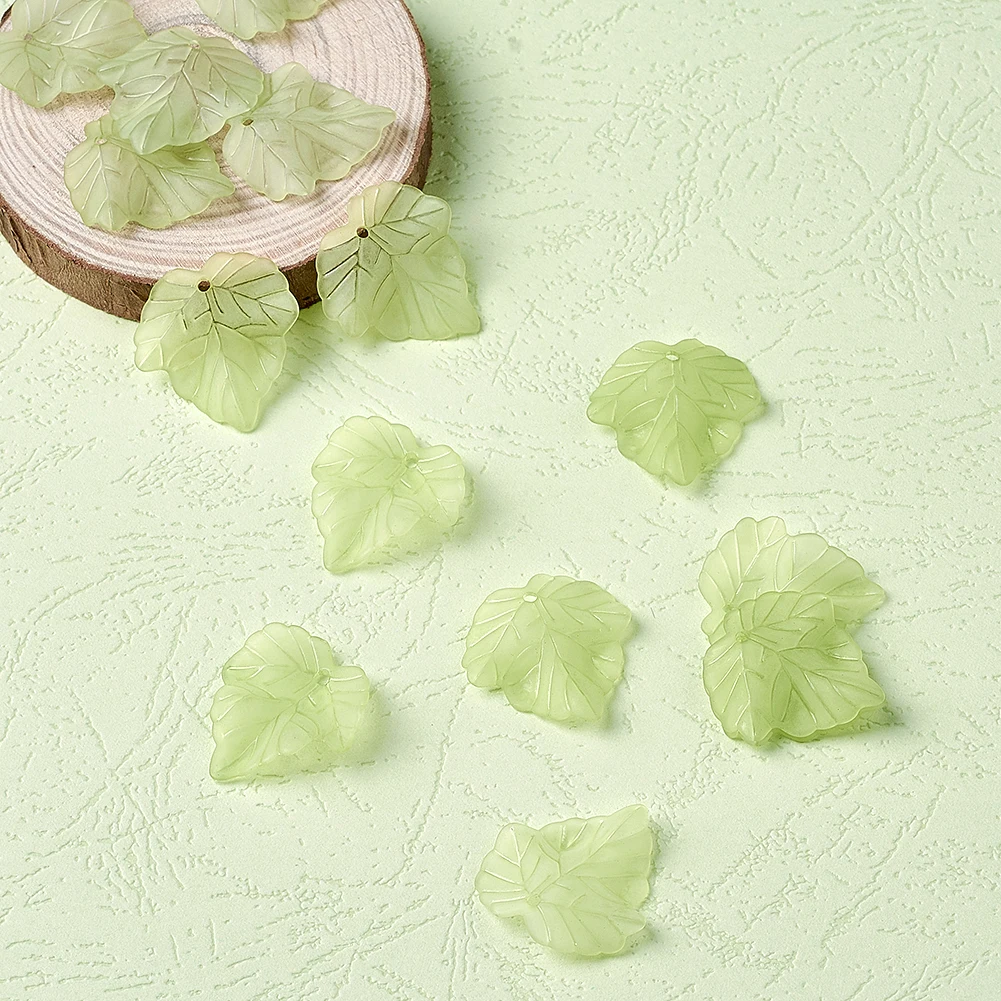 100 шт. Матовые прозрачные акриловые подвески в виде виноградных листьев для