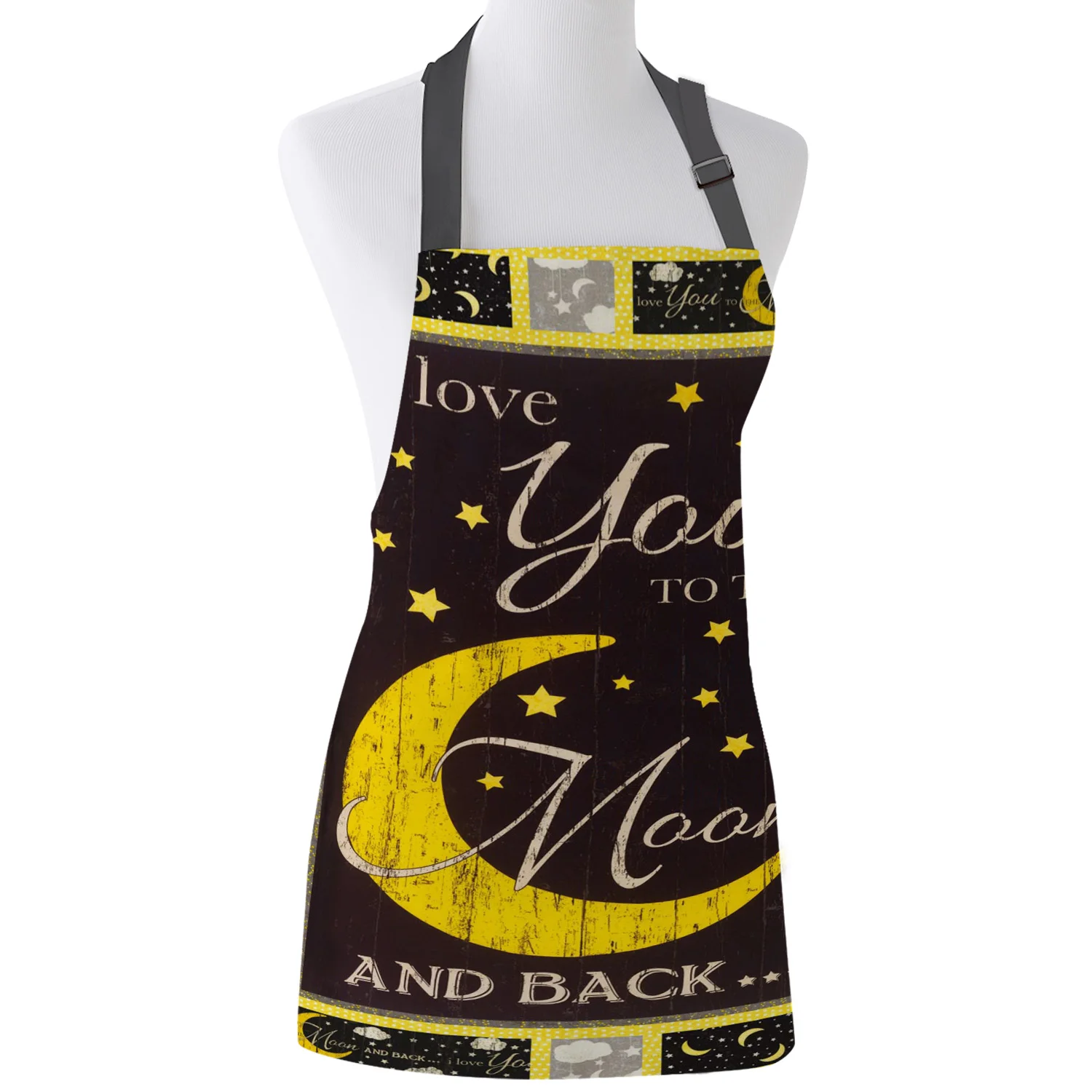 

Фартук в стиле ретро для кухни унисекс, кухонный аксессуар с рисунком Луны, звезды, облаков, регулируемый шейный плащ для приготовления пищи...