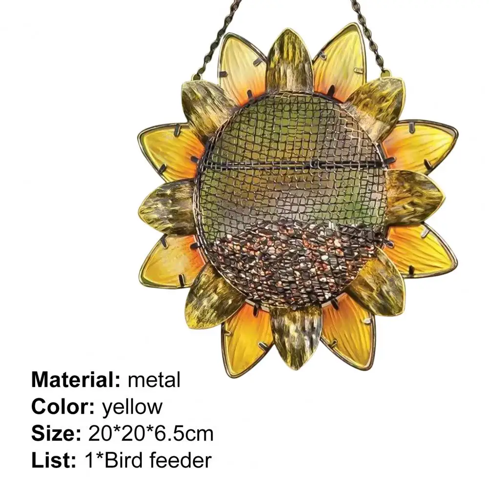 

Bird Feeder Hanging Design Decorative Metal Sunflower Shape Hanging Feeder for Garden