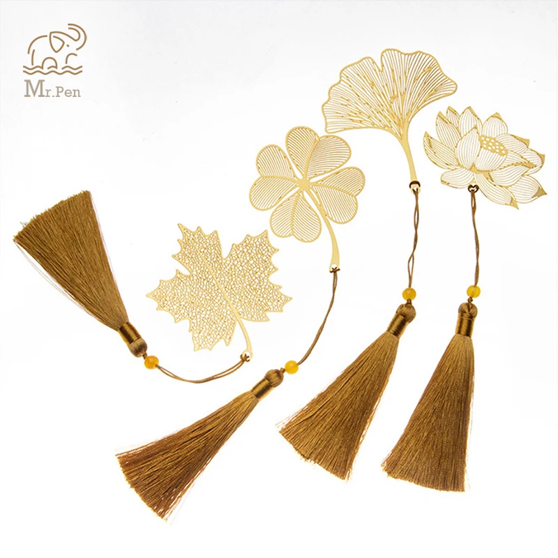 Винтажная металлическая Закладка в китайском стиле пустотелый кленовый лист