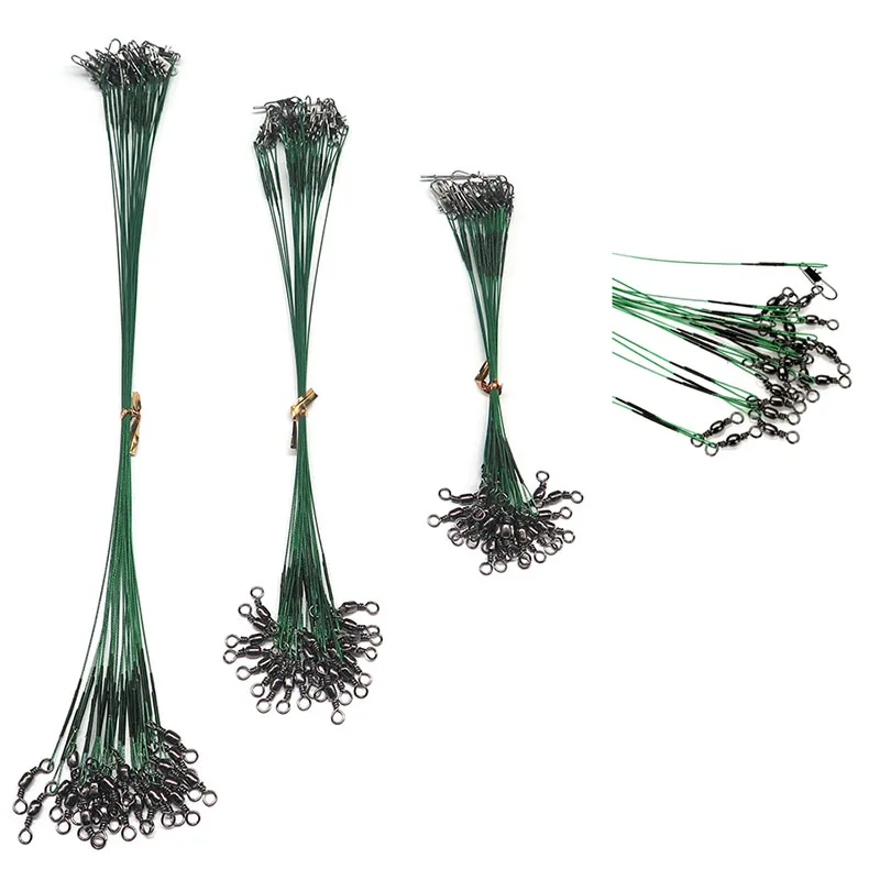 

24PCS/lot Fishing Lure Trace Wire Leader line Swivel Tackle Spinner Shark Spinning with Green