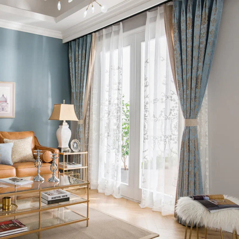 

European American Style Simple Modern Beautiful Nordic Shading Fabric Customization Curtains for Living Dining Room Bedroom