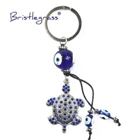 bristlegrass turkish blue evil eye rhinestone tortoise turtle key chains ring holder keychain hanging pendant amulet lucky charm