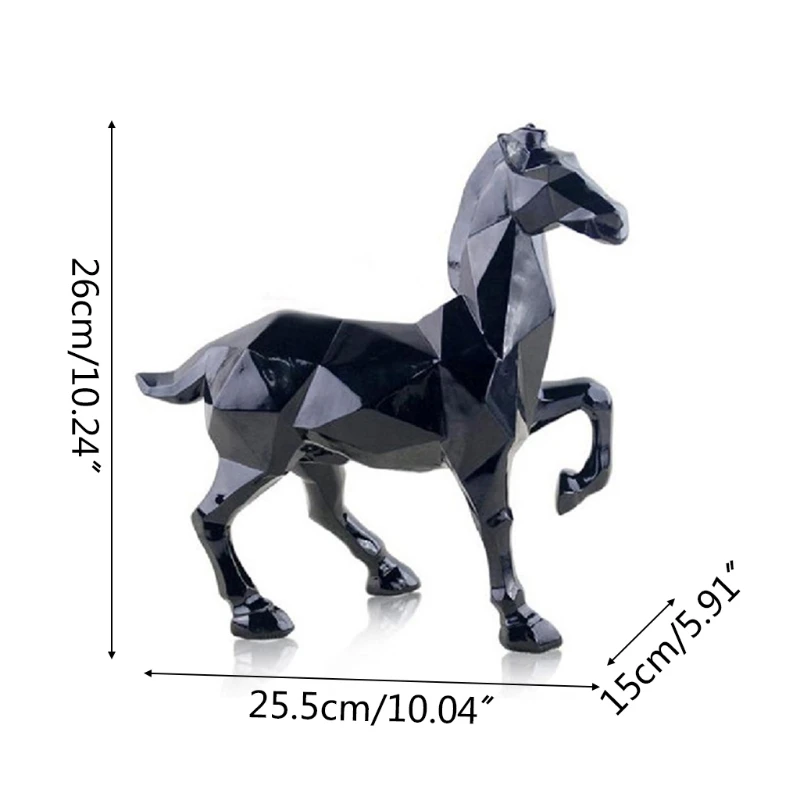 

449C Geometric Horse Statue Resin Animal Sculpture Crafts Ornaments Home Decoration