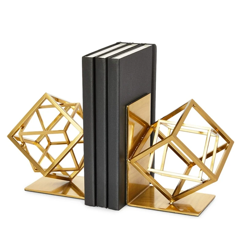 

Gold Square Metal Bookends, Non-Skid Book Holders (10 x 5.6 x 3.14 In,1 PCS)
