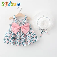 sodawn summer dresses bowknot decoration flower pattern infant baby girl clothes toddler girl clothes for newborns