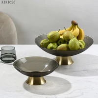european style glass fruit snack tray luxury striped color matching tall storage tray food teacup jewelry storage home ornaments
