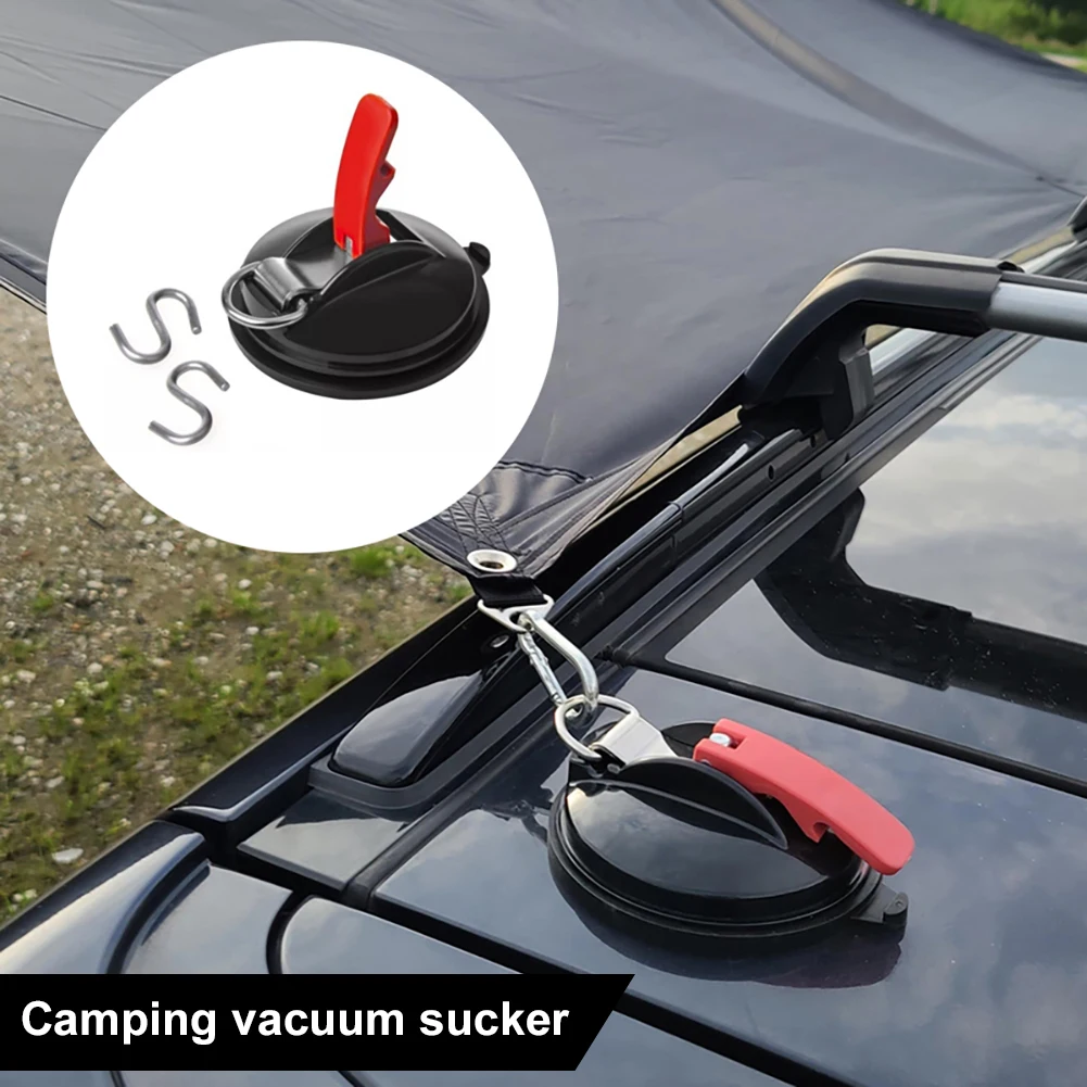 

1/2pcs Car Side Awning Securing Hook Mount Anchor For Car Trunk Suction Cup Anchor With S-Hook Tie Down Camping Tarp Accessories