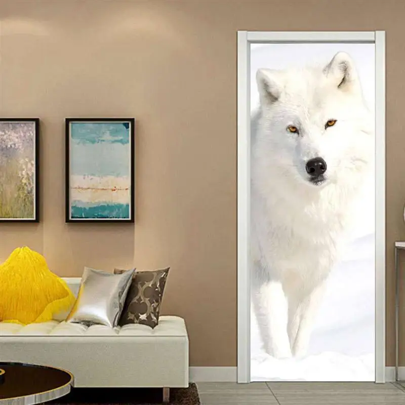 2 шт белая Лисичка узор наклейка на дверь милые обои шикарная Наклейка стену