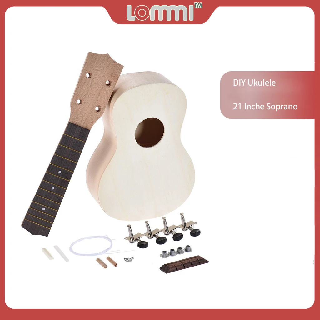 

LOMMI 21 Inch Ukulele DIY Kit Hawaii Guitar Ukelele Handwork Support Painting Kids Children Toy Assembly For Beginner Amateur