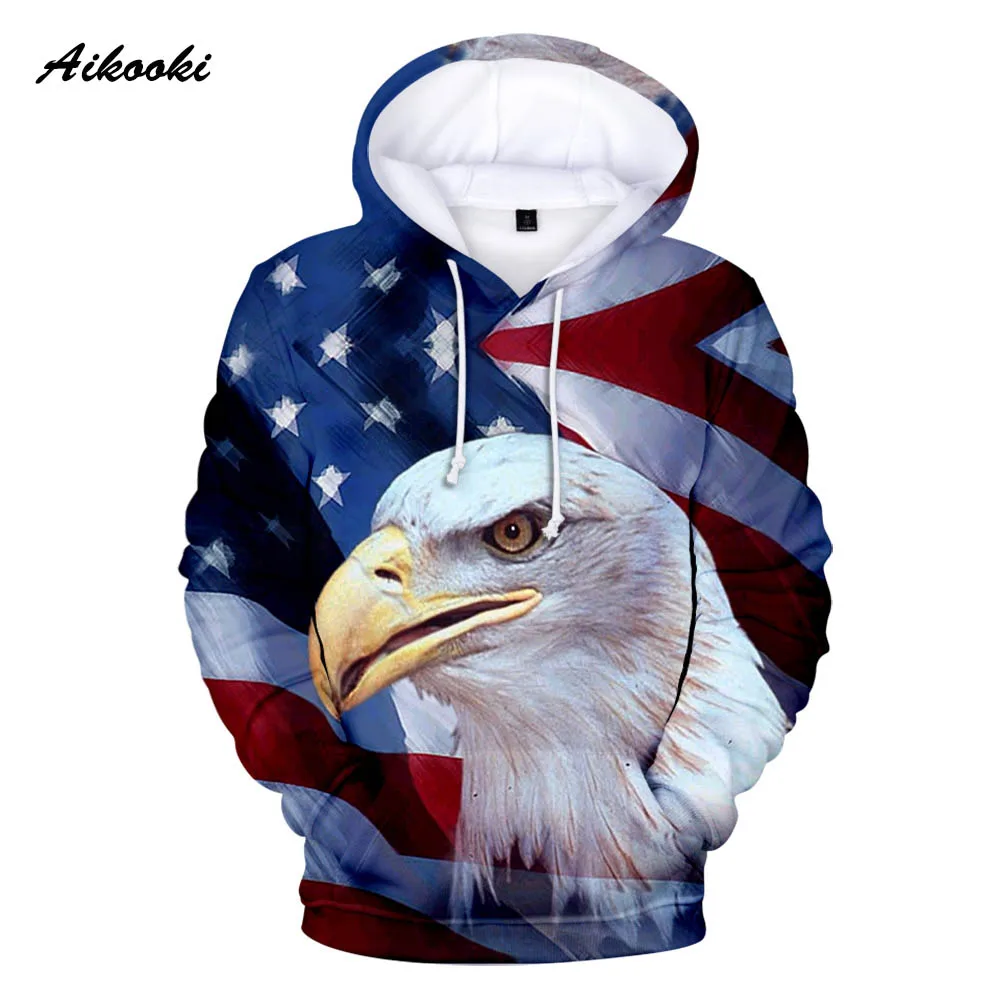 

Autumn Fashion Cartoon Hoodie Men's Comfortable Sweater 3D Printing American Independence Day Hoodie Men's Flag Top XXS-6XL