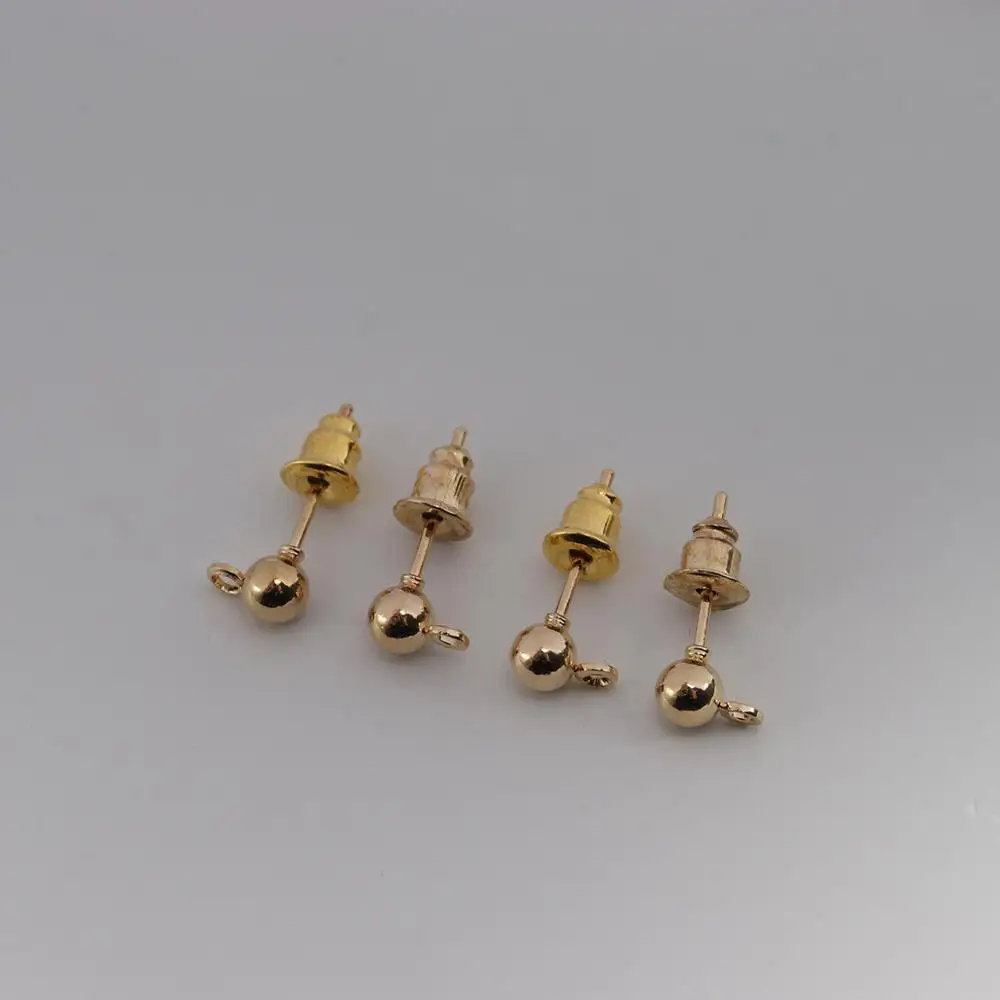 gold 50 шт./лот 3/4/5 мм цвета: золотистый, серебристый шар бусины Стад Серьги-клипсы pin пост фиксаторы уход за кожей лица маска беруши для изготовления ювелирных изделий DIY аксессуары - Цвет: gold