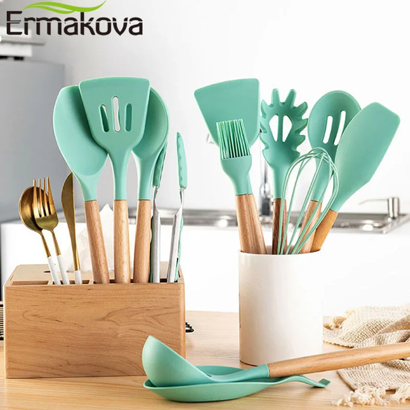 Набор силиконовых кухонных принадлежностей ERMAKOVA антипригарная лопатка лопата с