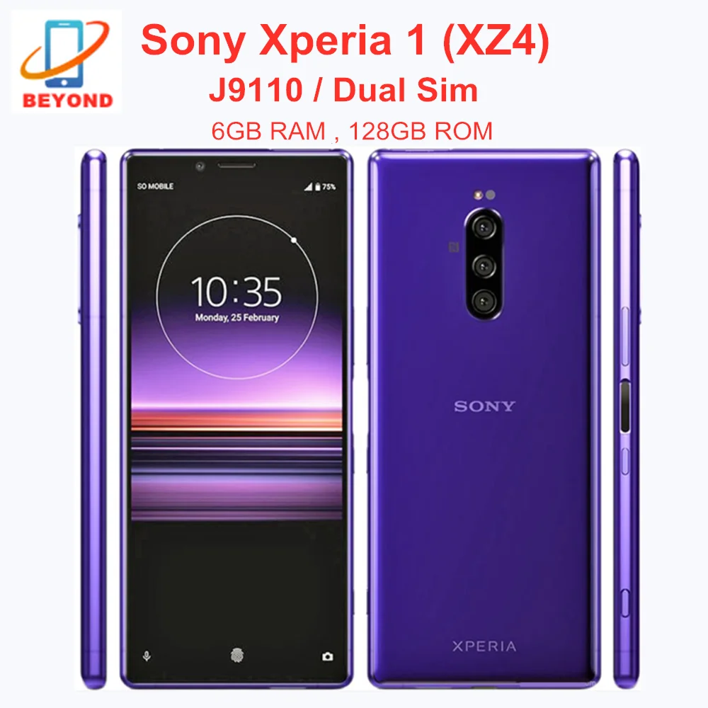 

Sony Xperia 1 J9110 Dual Sim XZ4 128GB ROM 6GB RAM Mobile Phone 6.5" Snapdragon 855 NFC 4G LTE Original Unlocked Cell Phone