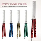 Складная расческа-бабочка из нержавеющей стали для тренировок, горячая Распродажа, 1 шт., расческа для бороды и щетки для усов, парикмахерский инструмент