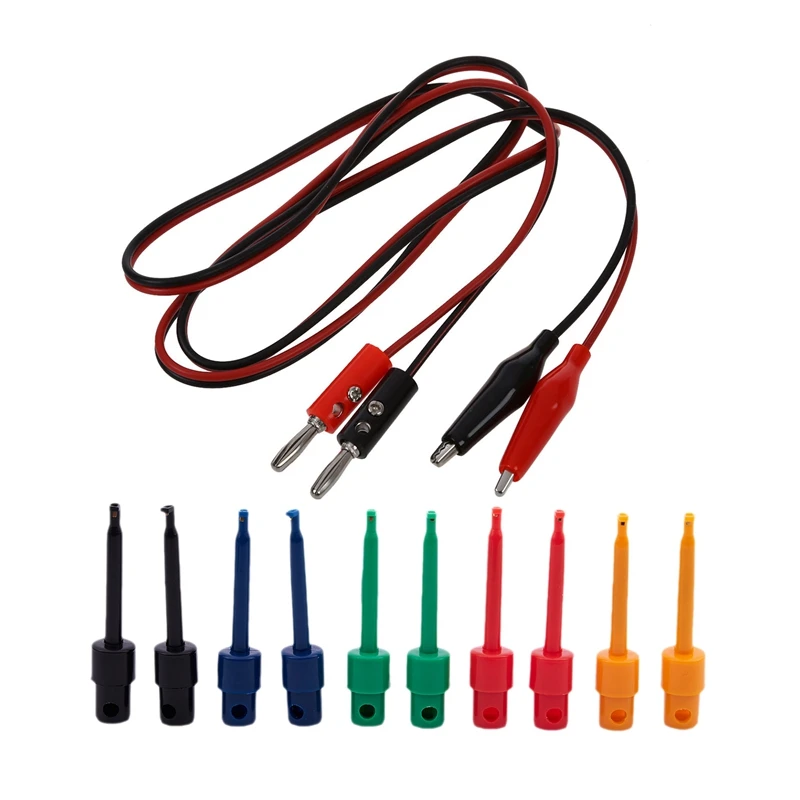 

12 Pcs Large Round Single Clip Hook Test Probe For Electronic Test Red Black Banana Plugs To Alligator Clips Probe Test Cable 1M