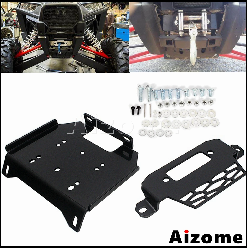 UTV Front Bumper Winch Mount Plate Bracket Kit For For Polaris RZR 900 XP Turbo General 2015-2020 Replace 101220 ATV Accessories