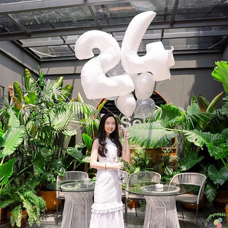 Большие белые воздушные шары 40 дюймов с цифрами фольга для творчества Гелиевый