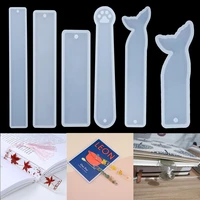 6 styles bookmark silicone mold rectangle fish tail cat paw shape epoxy resin mould for diy decor craft jewelry making tools