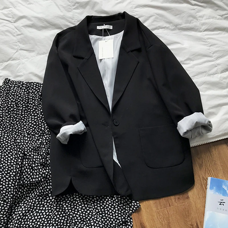 

SEDUTMO Autumn Oversize Blazer Women Jacket Vintage Casual Blazer Suit Office Spring Fashion Pocket Basic Coat ED1143
