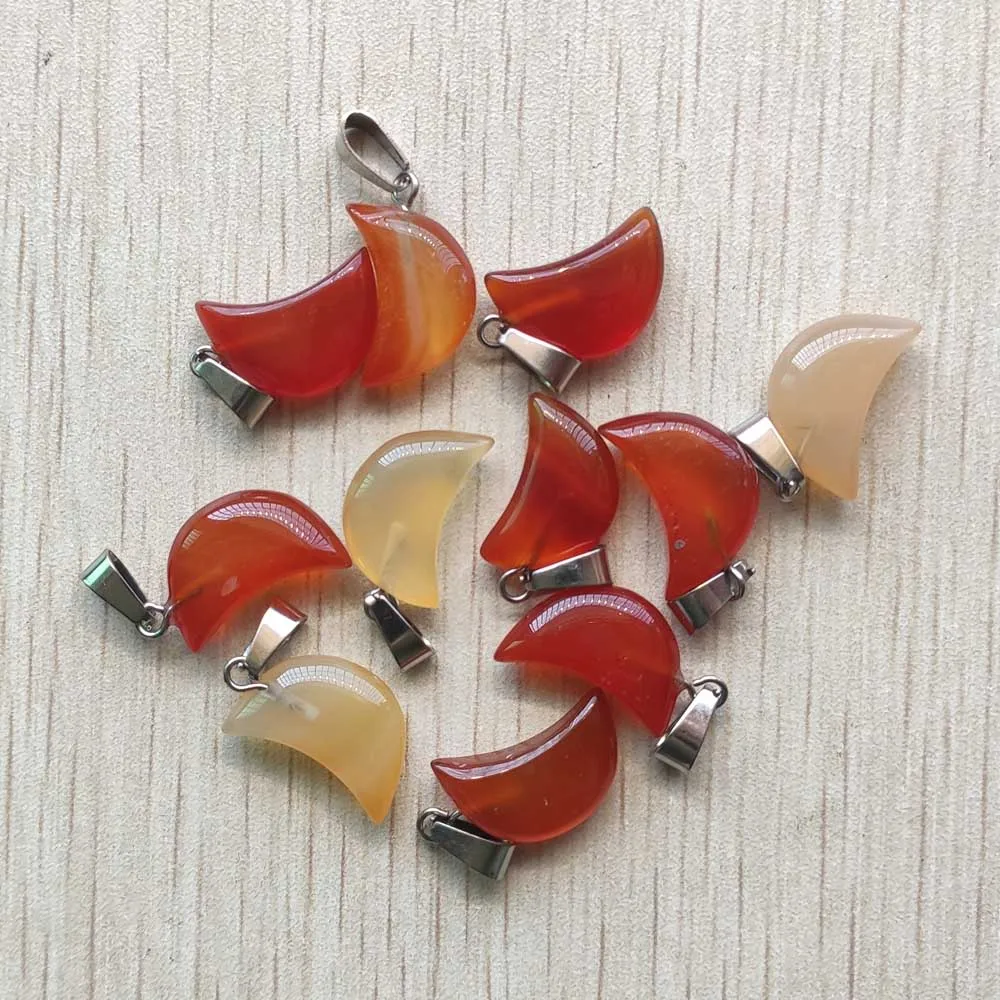 Fashion high quality natural red onyx crescent moon shape charm pendants for DIY jewelry making Wholesale 30pcs free shipping | Украшения и
