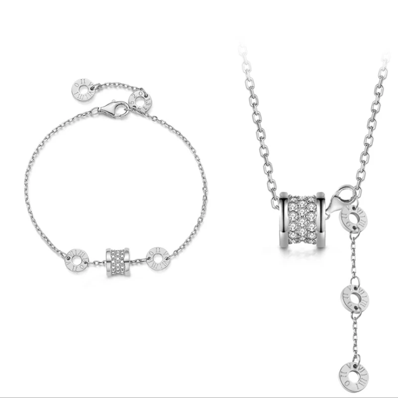 Розовое золото кулон ожерелье камень циркон женское римское письмо звено цепи |