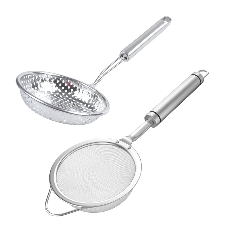Главная Серебряный тон нержавеющей стали перфорированный ковшовый дуршлаг 13
