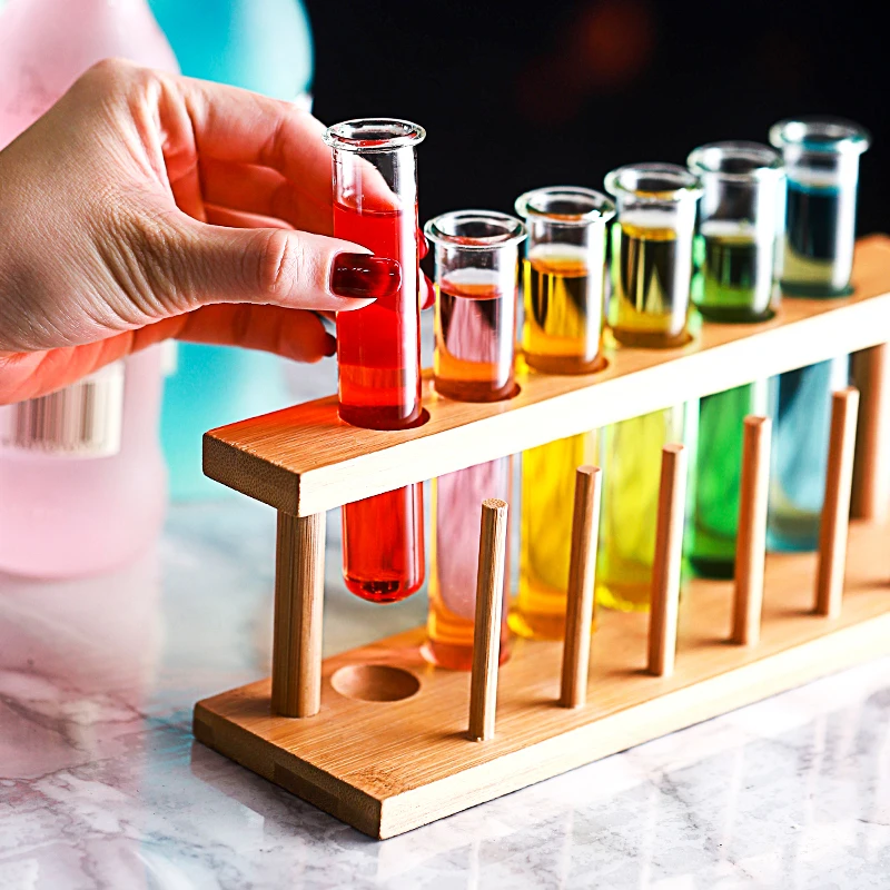 

6 Pcs Test Tube Cocktail Glass Rack Set Bar KTV Night Club Nightclub Home Party Shot Glass Tipsy Molecular gastronomy Wine Cup