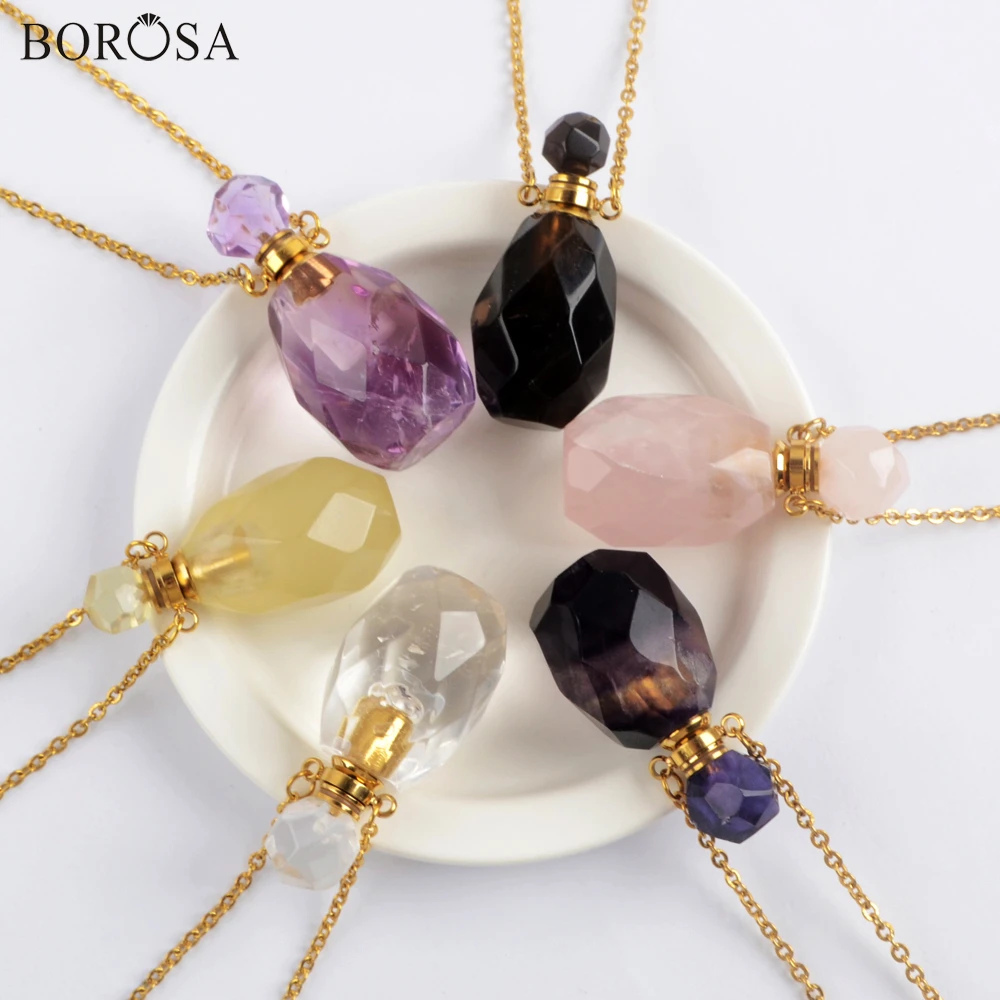 3 шт. 19 дюймов камни подвеска в виде бутылочки парфюма колье диффузор длинная