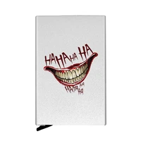 funny hahaha laugh printing id credit card holder mini rfid wallet automatic pop up bank card case
