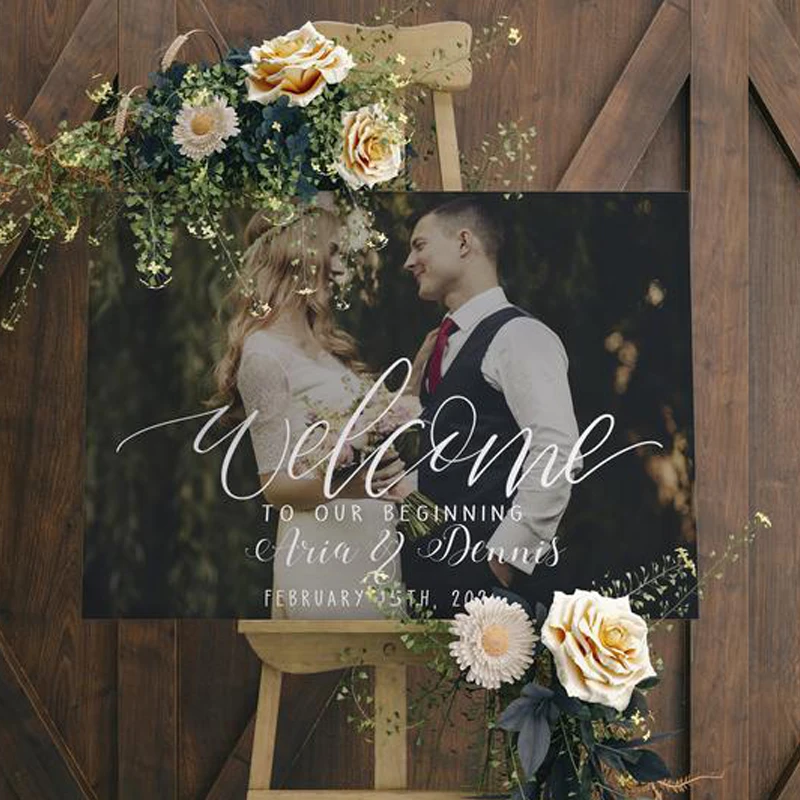 Персонализированные Свадебные Украшения знак Добро пожаловать с фото на заказ