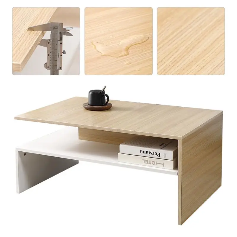 

90*42*60 Cm Cafe Furniture Coffee Table Tea Table Desk For The Living Room Bedroom Side Table With Storage Shelf HWC