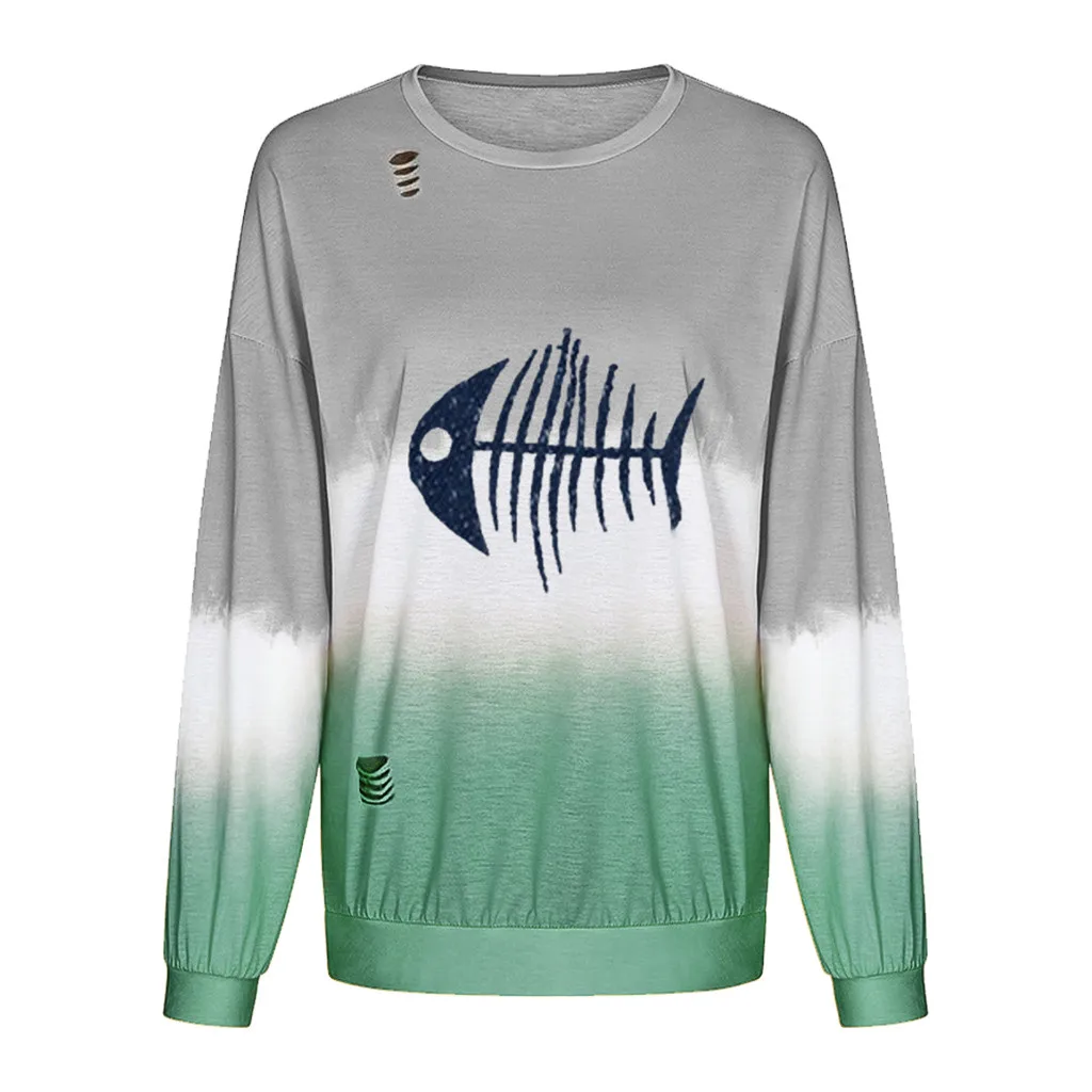 Женская Осенняя толстовка модная градиентная рубашка с длинными рукавами и