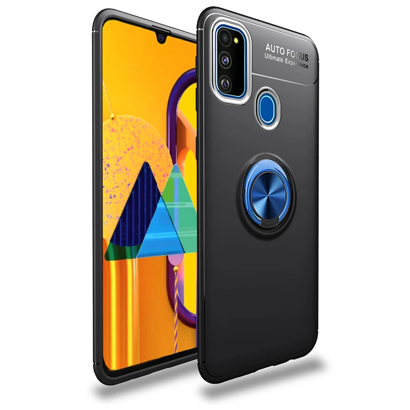 Black Blue Чехол-кольцо для samsung Galaxy M30S, мягкий силиконовый чехол-накладка для samsung Galaxy M30S M30 M20 M10, чехол для телефона s - Цвет: Black Blue