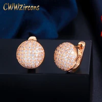 cwwzircons classic micro pave cubic zirconia stone round stud earrings for women new trendy 585 rose gold jewelry gift cz798