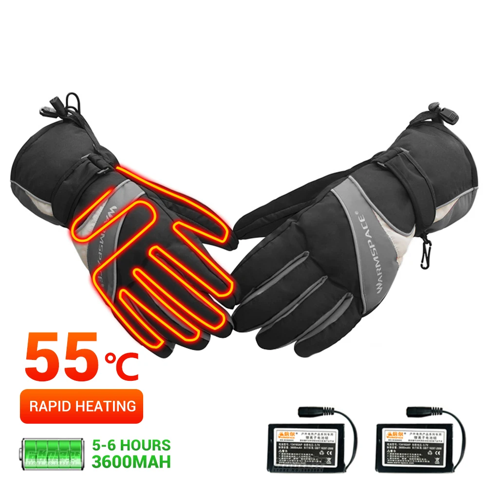 

Winter Waterproof Motorcycle Gloves Heated Guantes Moto Heating Warmer Electric Thermal Heated Gloves Battery Powered Gloves
